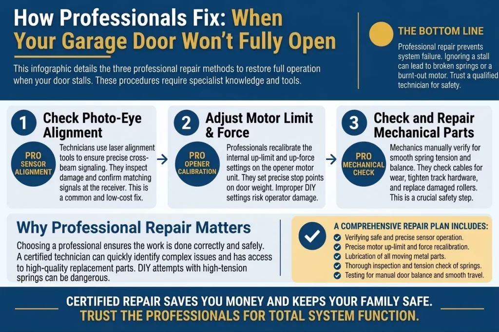 How Professionals Fix a Garage Door That Won't Fully Open
