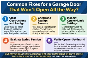 Common Fixes for a Garage Door That Won't Open All the Way